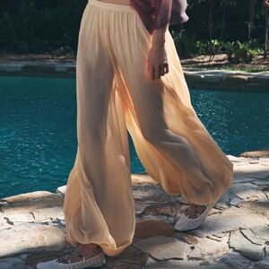 Zara Cream Wide-Leg Pants